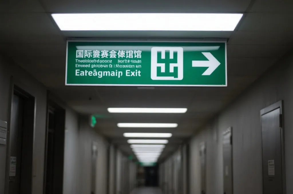 多语言紧急出口标识与现场疏散指引